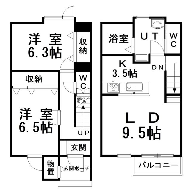 ハイツMOCA(2LDK/1階)の間取り写真