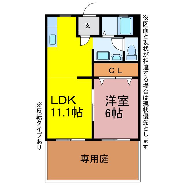 プロムナード御油(1LDK/1階)の間取り写真