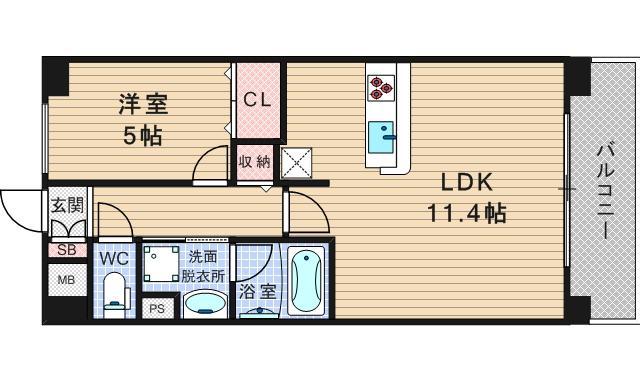 サンクレスト(1LDK/4階)の間取り写真