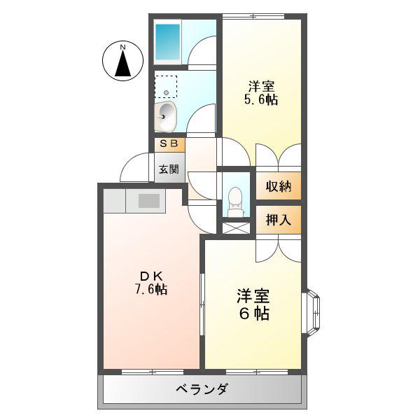 プリベール(2LDK/1階)の間取り写真