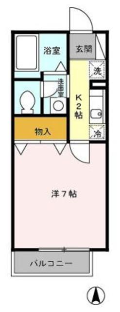 サンモールN(1K/2階)の間取り写真