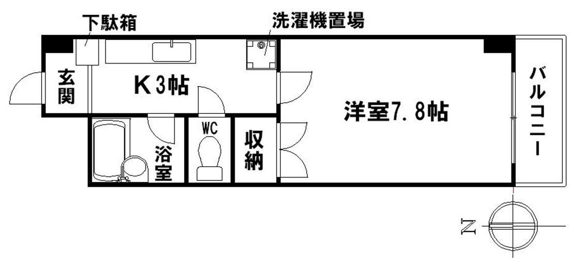 地下鉄桜通線 桜山駅 徒歩11分 4階建 築31年(1K/2階)の間取り写真