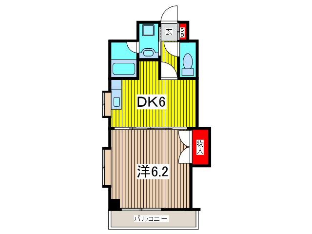 ティアラ21(1DK/6階)の間取り写真