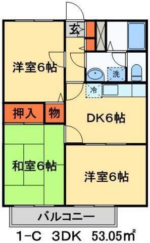 サンビレッジ沼南5街区2(3DK/1階)の間取り写真