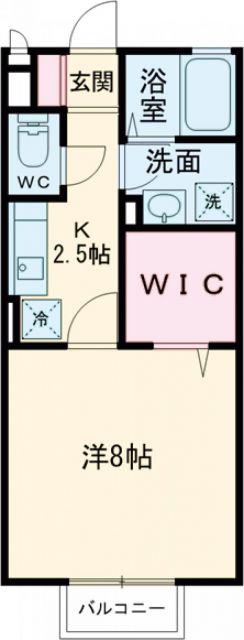 ボナールハイム(1K/2階)の間取り写真