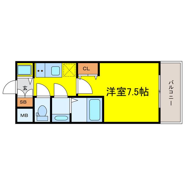 スプランディッド中之島ウエスト(1K/3階)の間取り写真