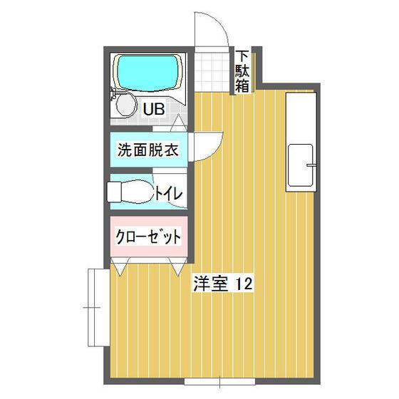 ライトニング(ワンルーム/2階)の間取り写真