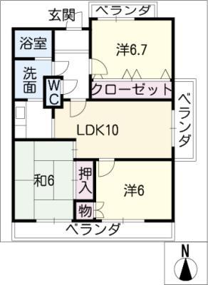 MKタワービレッジII(3LDK/5階)の間取り写真