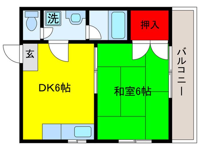 プルミエール曽根(1DK/2階)の間取り写真