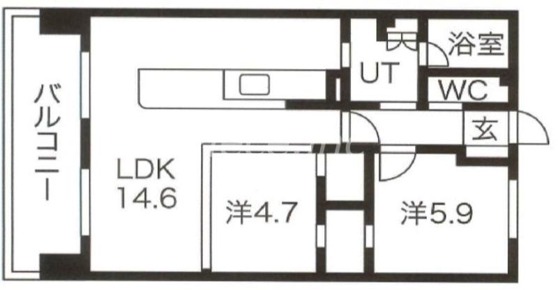 リヴゴーシュ天満橋(2LDK/9階)の間取り写真