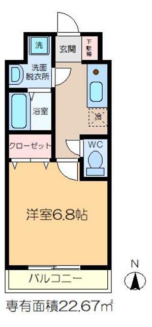 WILL西水元(1K/3階)の間取り写真