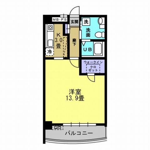 ヴィラクレール(1K/2階)の間取り写真