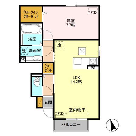 MAIA(1LDK/1階)の間取り写真