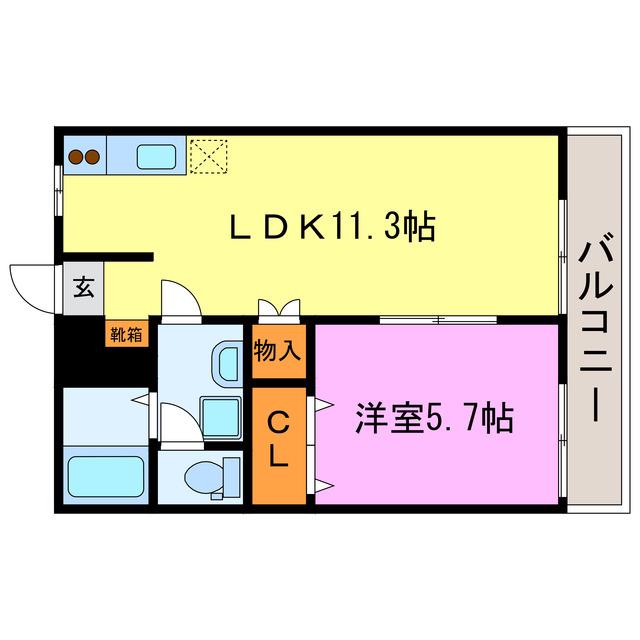 コスモヴィラ今村(1LDK/2階)の間取り写真