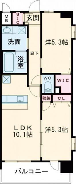 スプランティッド中百舌鳥(2LDK/7階)の間取り写真