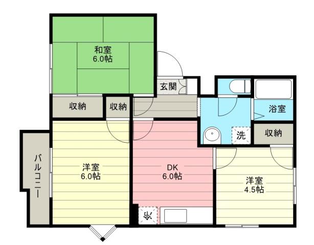 ハイネス並木A(3DK/2階)の間取り写真