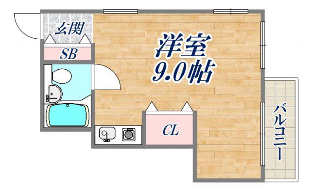 キューブ甲子園口(ワンルーム/2階)の間取り写真