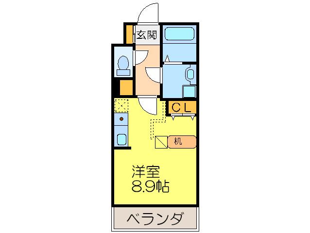 ルネス上牧(ワンルーム/2階)の間取り写真