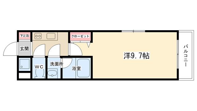 フルール(1K/1階)の間取り写真