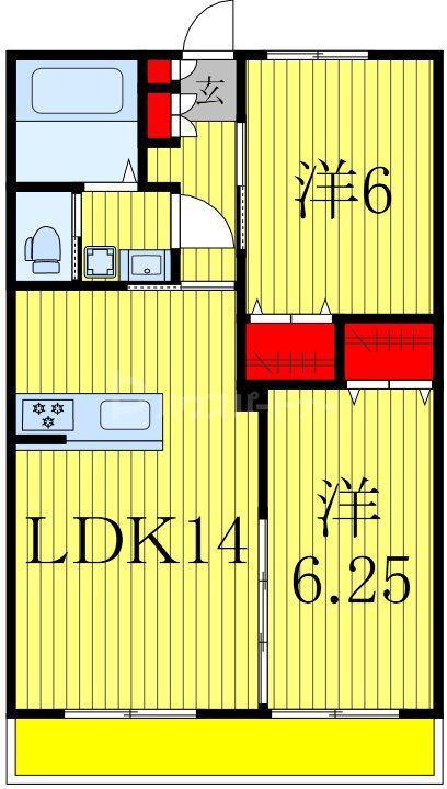 サンセット柏たなか(2LDK/2階)の間取り写真