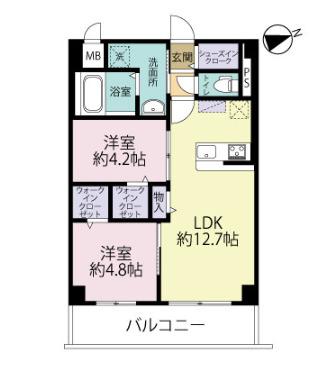 ELGRAND久留米(2LDK/5階)の間取り写真
