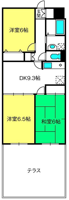 エンゼルハイム東川口北原台(3DK/1階)の間取り写真