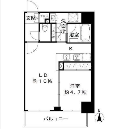 ザ・パーククロス広尾(1LDK/7階)の間取り写真