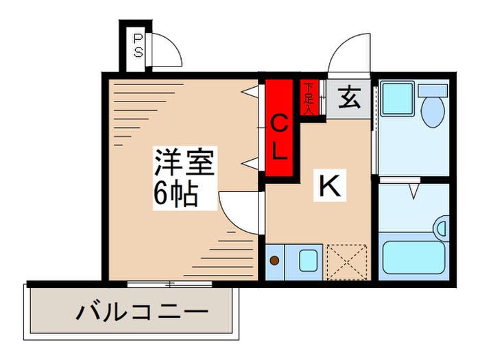 晴花マンション(1K/4階)の間取り写真