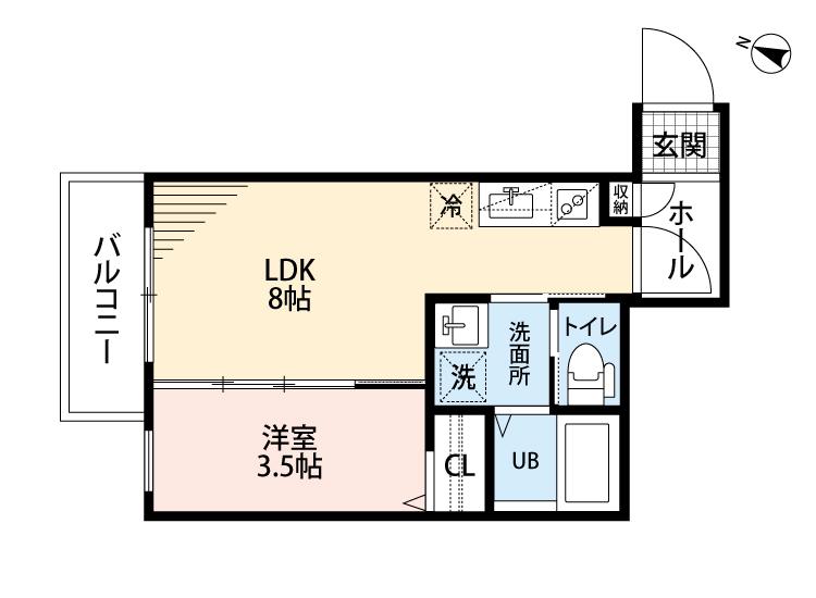 ROBOT HOME立花(1LDK/1階)の間取り写真