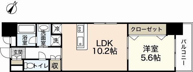 スプリングヘッズ鷹野橋(1LDK/8階)の間取り写真