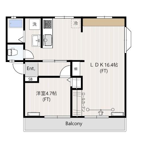 グリーンパーク宮崎(1LDK/1階)の間取り写真