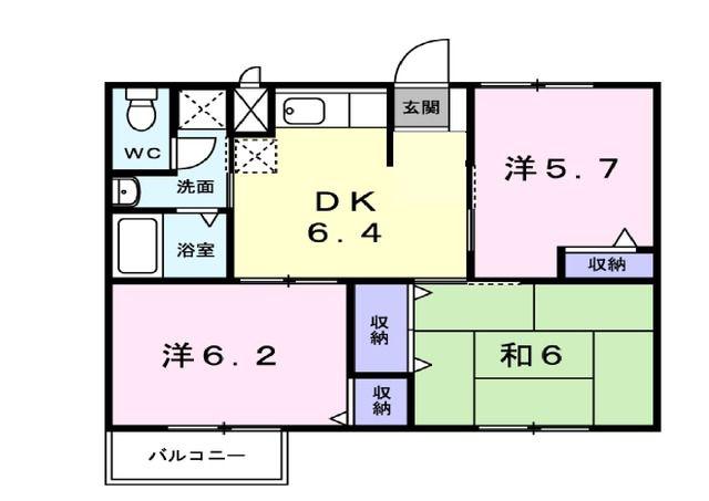 サンパティークA(3DK/2階)の間取り写真