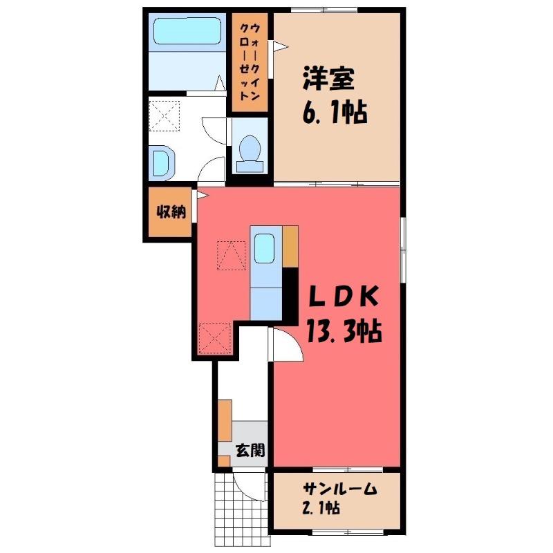 ルパルク II(1LDK/1階)の間取り写真