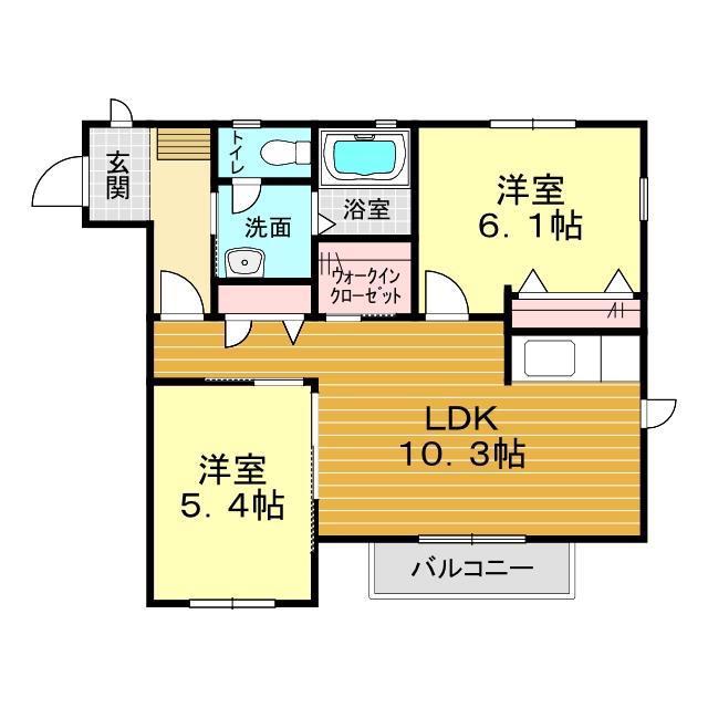 グランシードM・SA棟(2LDK/1階)の間取り写真