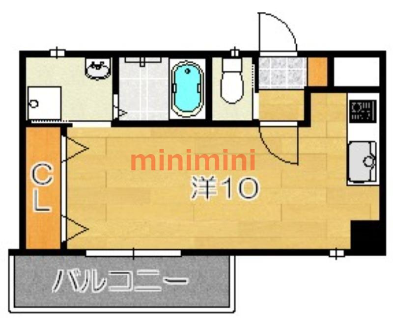 コクリコ富田(ワンルーム/3階)の間取り写真