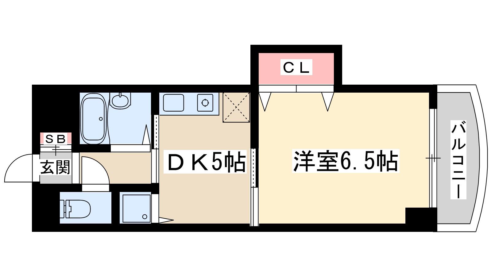 ノルデンハイム東三国(1DK/5階)の間取り写真