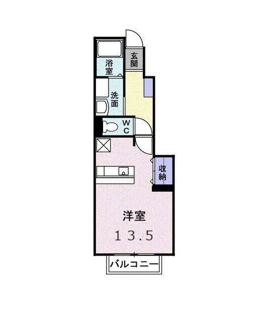 ドルチェ ローザII(1K/1階)の間取り写真