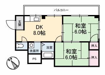 塩村ビル(2DK/4階)の間取り写真
