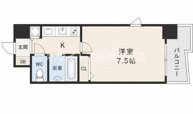 プレサンス本町リアルシティ(1K/8階)の間取り写真