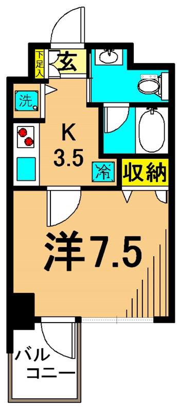 プライマル大井仙台坂(1K/9階)の間取り写真