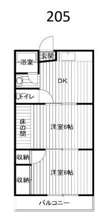 八雲ハイツ(2DK/2階)の間取り写真