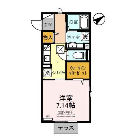 ボンセジュール 彩(1K/1階)の間取り写真