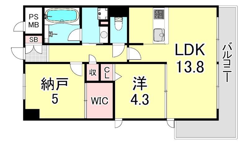 ソフィット岬(1SLDK/7階)の間取り写真