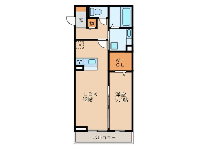 メゾン如庵(1LDK/2階)の間取り写真