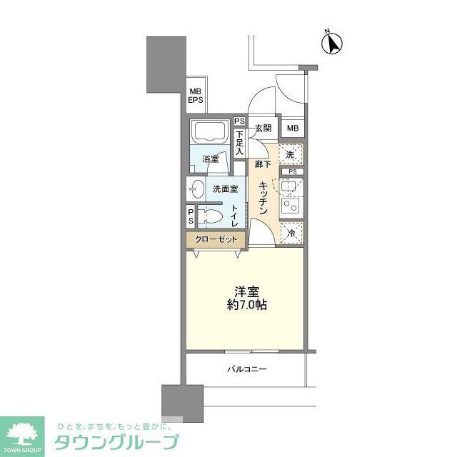 フレールコート東別院(1K/7階)の間取り写真