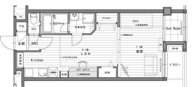グランデ内灘II(1LDK/3階)の間取り写真