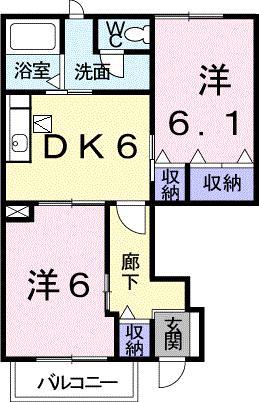 メゾン・ジョリ(2DK/1階)の間取り写真