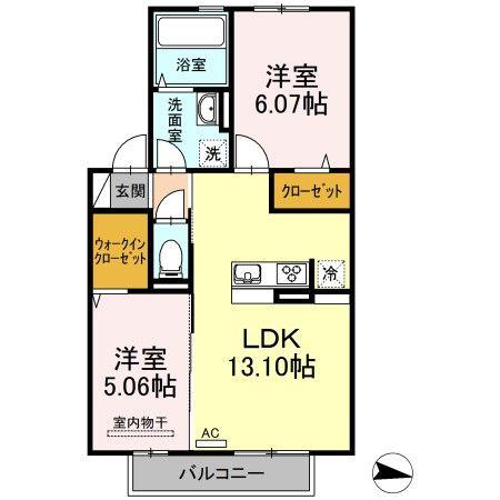 ラヴィベール(2LDK/2階)の間取り写真