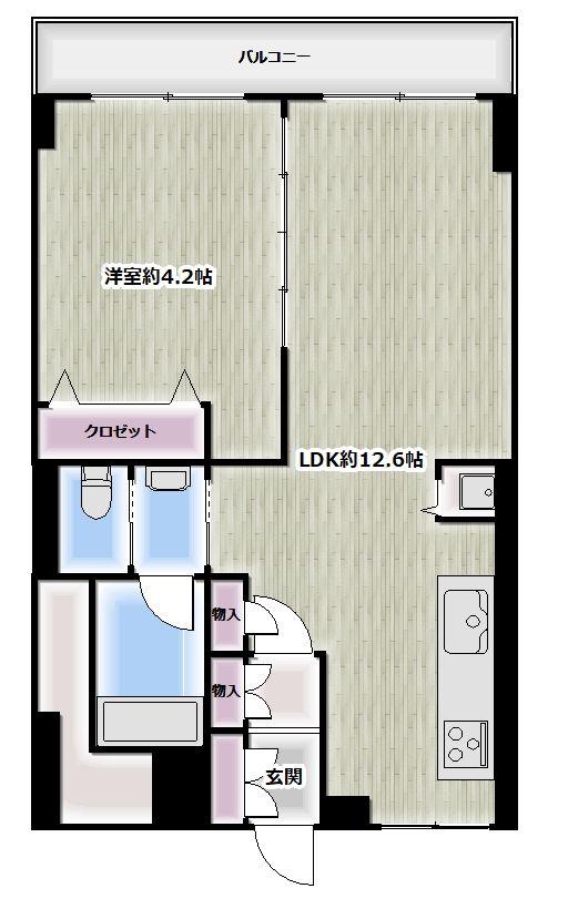 東香ビル(1LDK/4階)の間取り写真