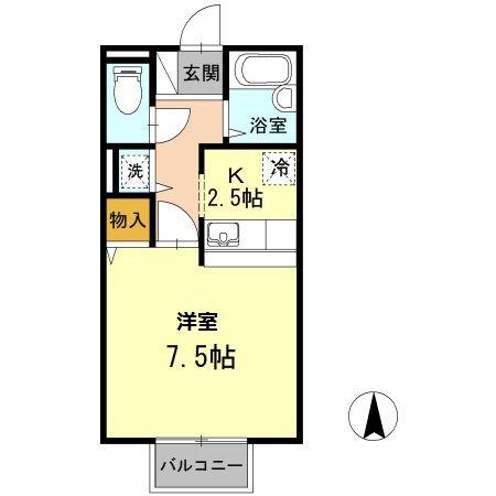 セジュールMIYA(1K/1階)の間取り写真